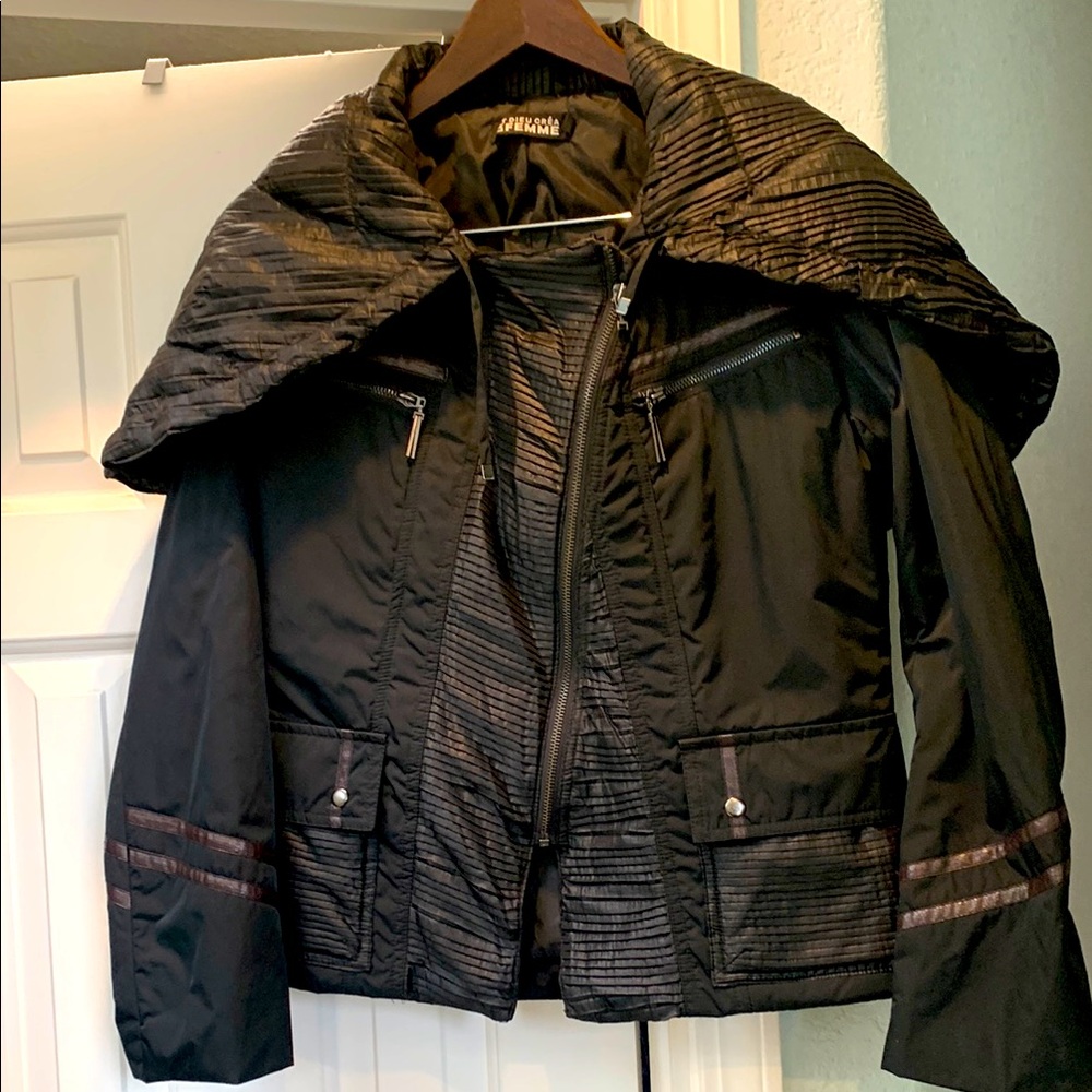 LA Femme Black Puffer Coat with Insulated Hood